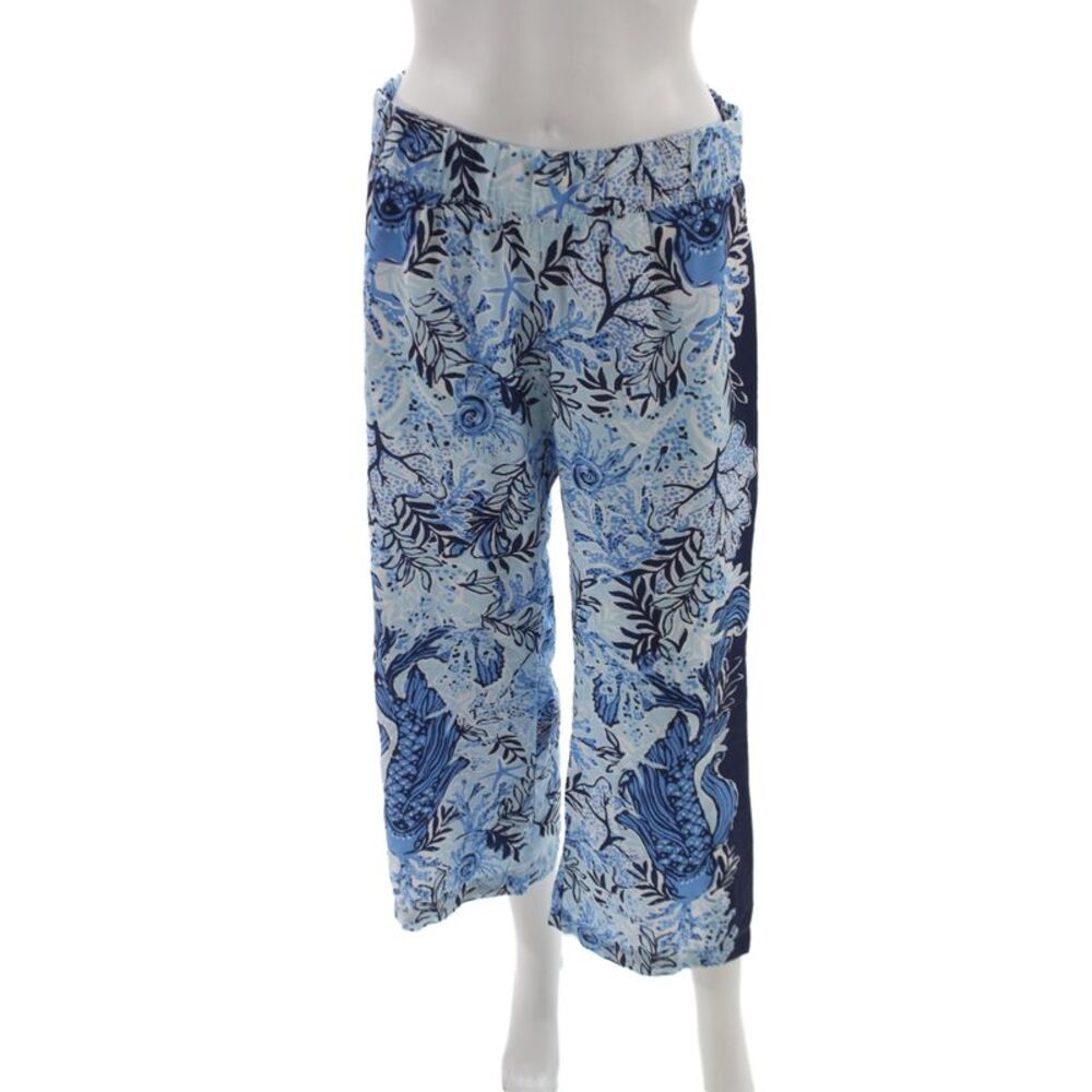 Lily Pulitzer Womens Cropped Blue Floral Pants Size S